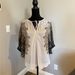 BCBGMaxAzria White Tie Front Relaxed Blouse